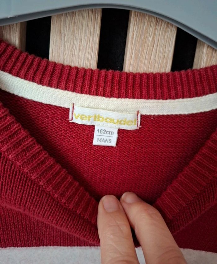 Pull coton rouge foncé 14 ans VertBaudet - photo numéro 3