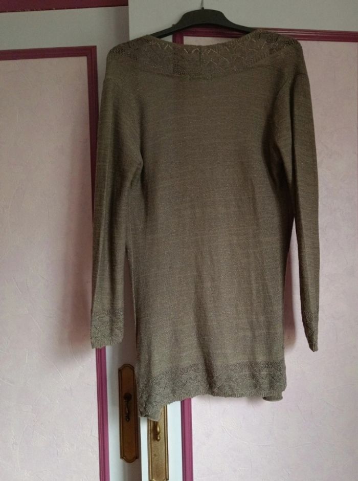 Gilet beige à strass Bréal T.2(38) long - photo numéro 5