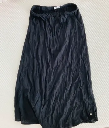 Jupe mi longue fluide noire taille basse ou taille haute