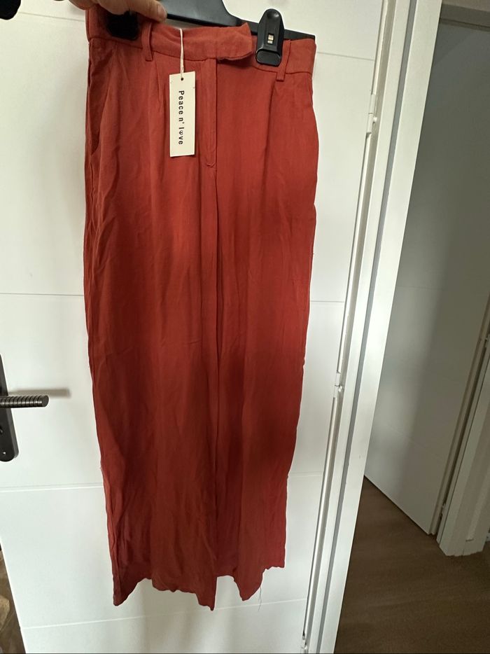 Pantalon effet lin terracotta - photo numéro 2
