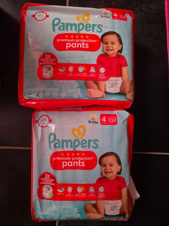 2 paquets couches pampers premium pants taille 4