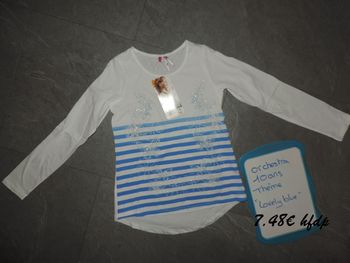 tee shirt manche longue orchestra thème "lovely blue " 10 ans