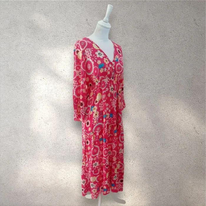 Robe longue imprimée fleuris décolleté en v taille S - photo numéro 2