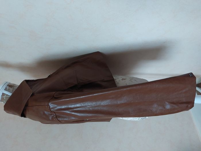 Blouson Lumina simili cuir marron court taille M - photo numéro 8