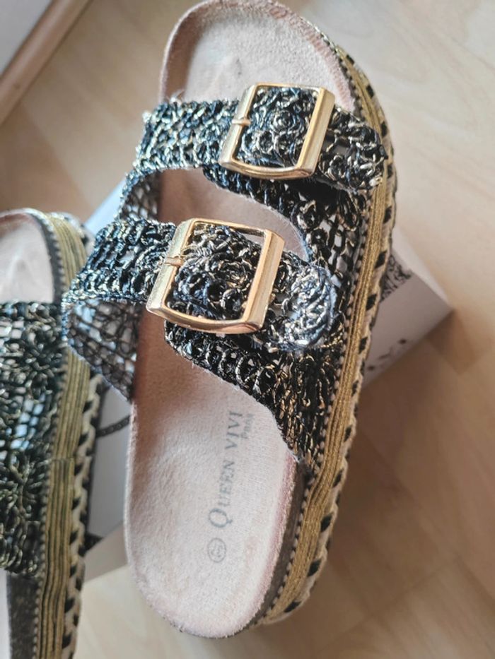Mules confort noir doré taille 37 - photo numéro 8