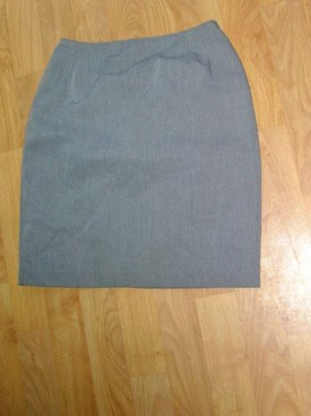 Jupe marron grisé droite habillée taille 34 TBE