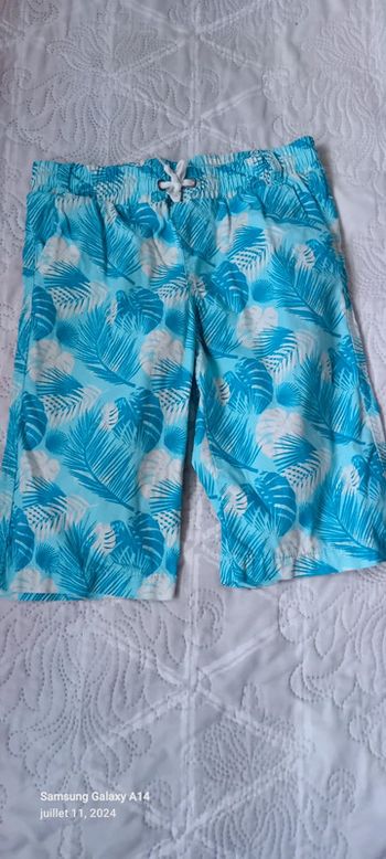 Bermuda motif palmiers turquoise garçon 12 ans kiabi