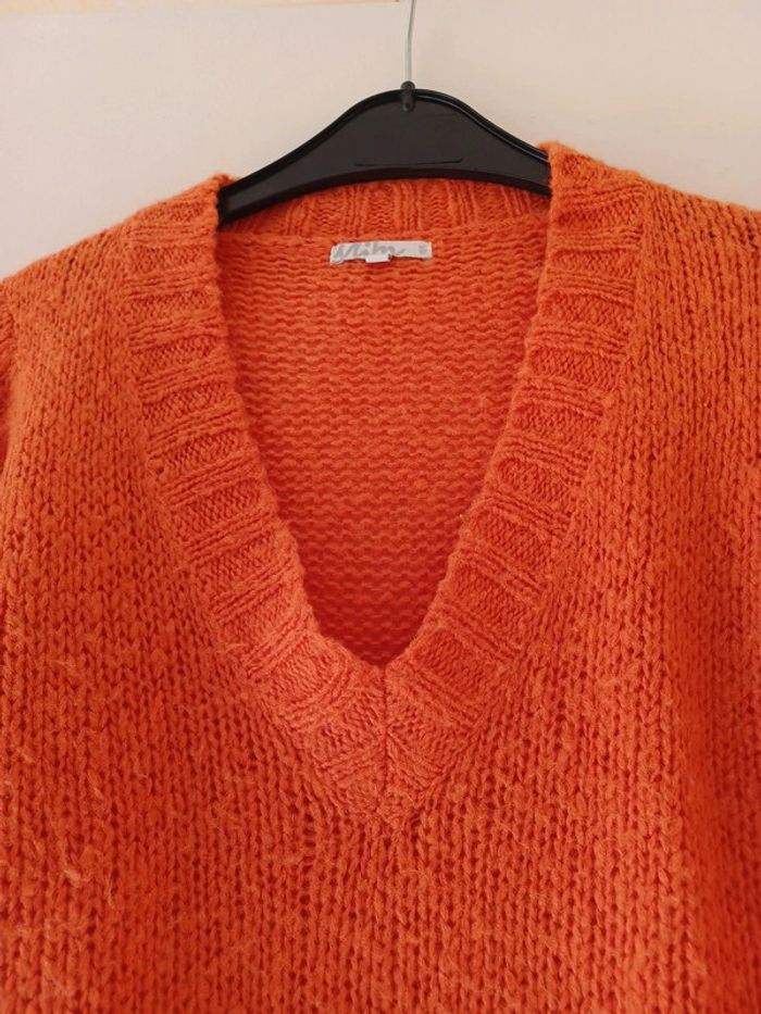Pull long col V orange cuivré taille 0 Mim - photo numéro 6