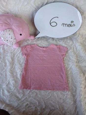 Tee shirt chemise manches courtes Fille 6 mois Bout'chou 100% coton