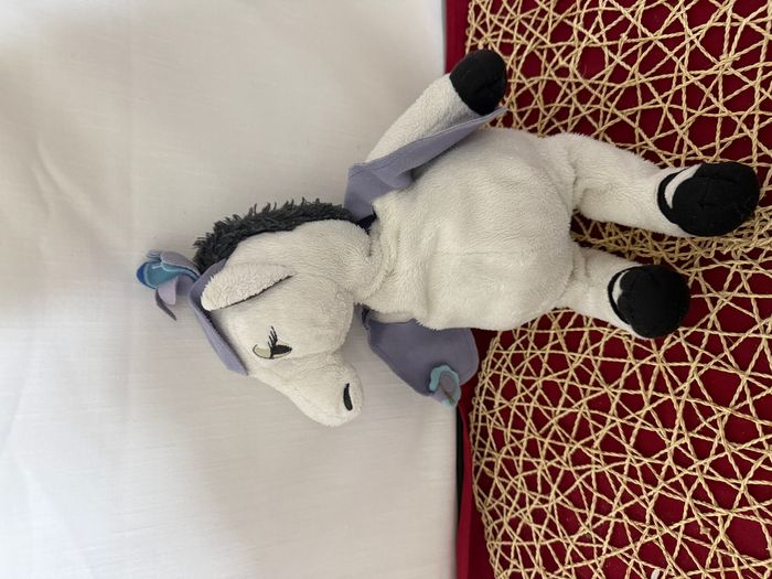 Doudou Cheval jument en Peluche Cirque Klappar Cirkus Blanc gris gilet mauve Violet à fleur 40 Cm