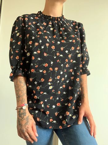 Blouse noire fleuris shein taille m 38
