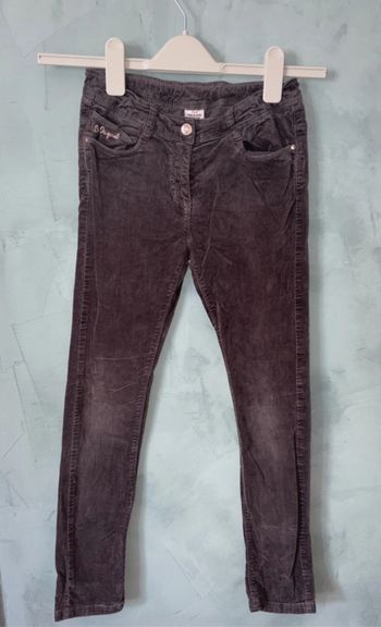 Pantalon slim velours gris fille taille 10 ans