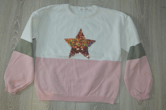 Pull blanc Orchestra 10 ans étoile sequins