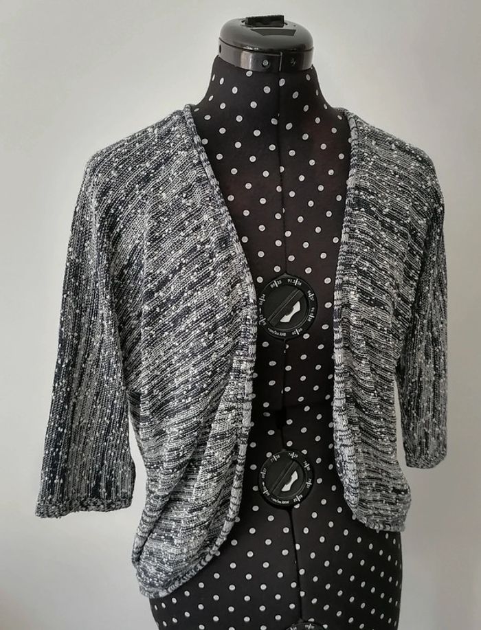 Veste légère en mailles bleu marine blanc Taille S/M Cache cache - photo numéro 7