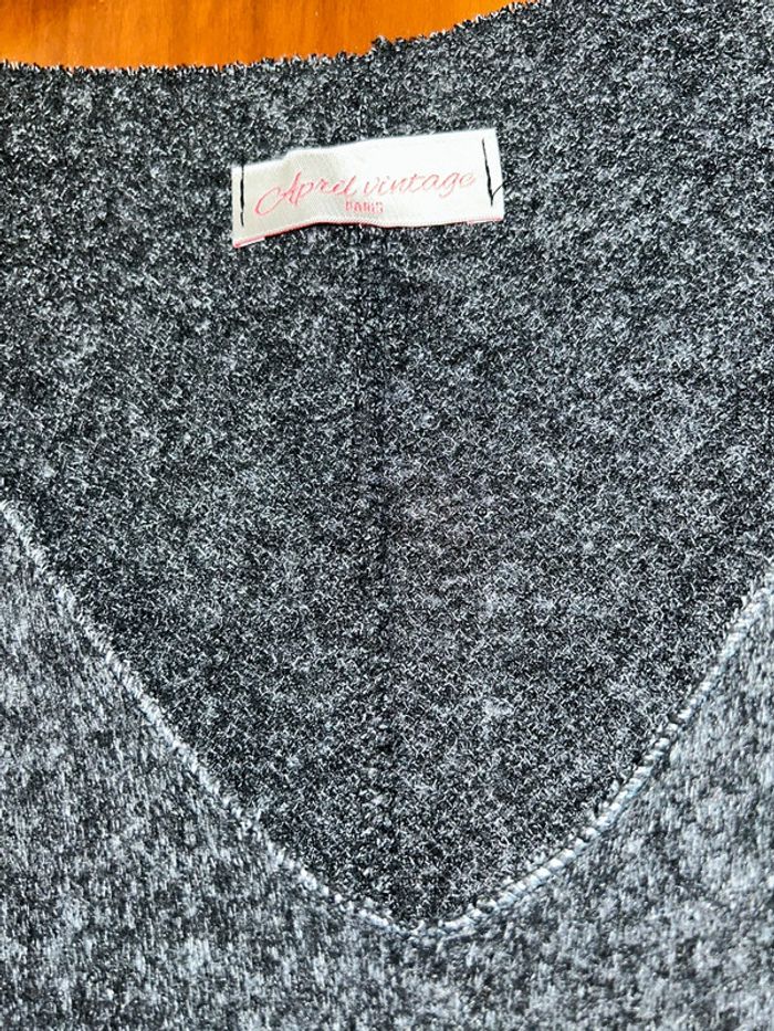 Pull gris col v étoiles April Vintage taille unique - photo numéro 3
