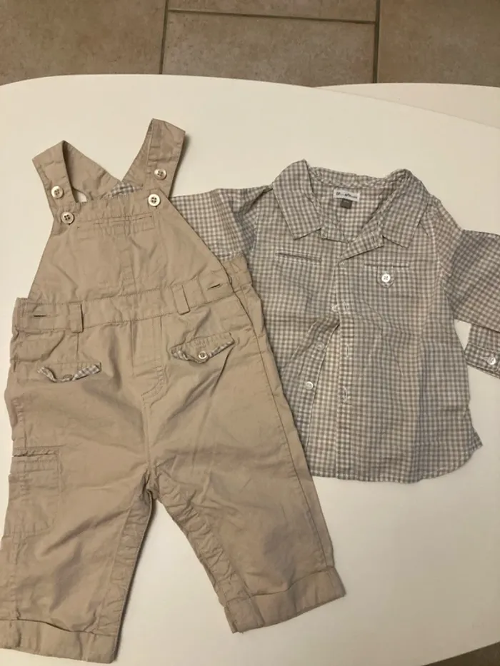 Bel ensemble chemise salopette 6M DPAM - photo numéro 5