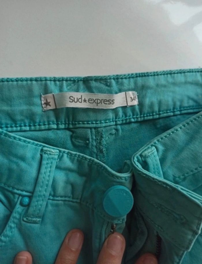 Pantalon femme taille 34 turquoise - photo numéro 5