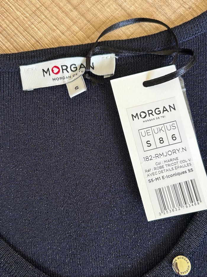 Robe bleue marine pailletée neuve Morgan taille S - photo numéro 9