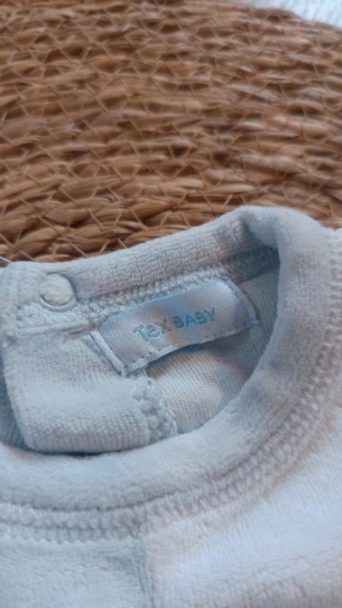 Pyjama velours bleu 12 mois 74 cm tex baby - photo numéro 3