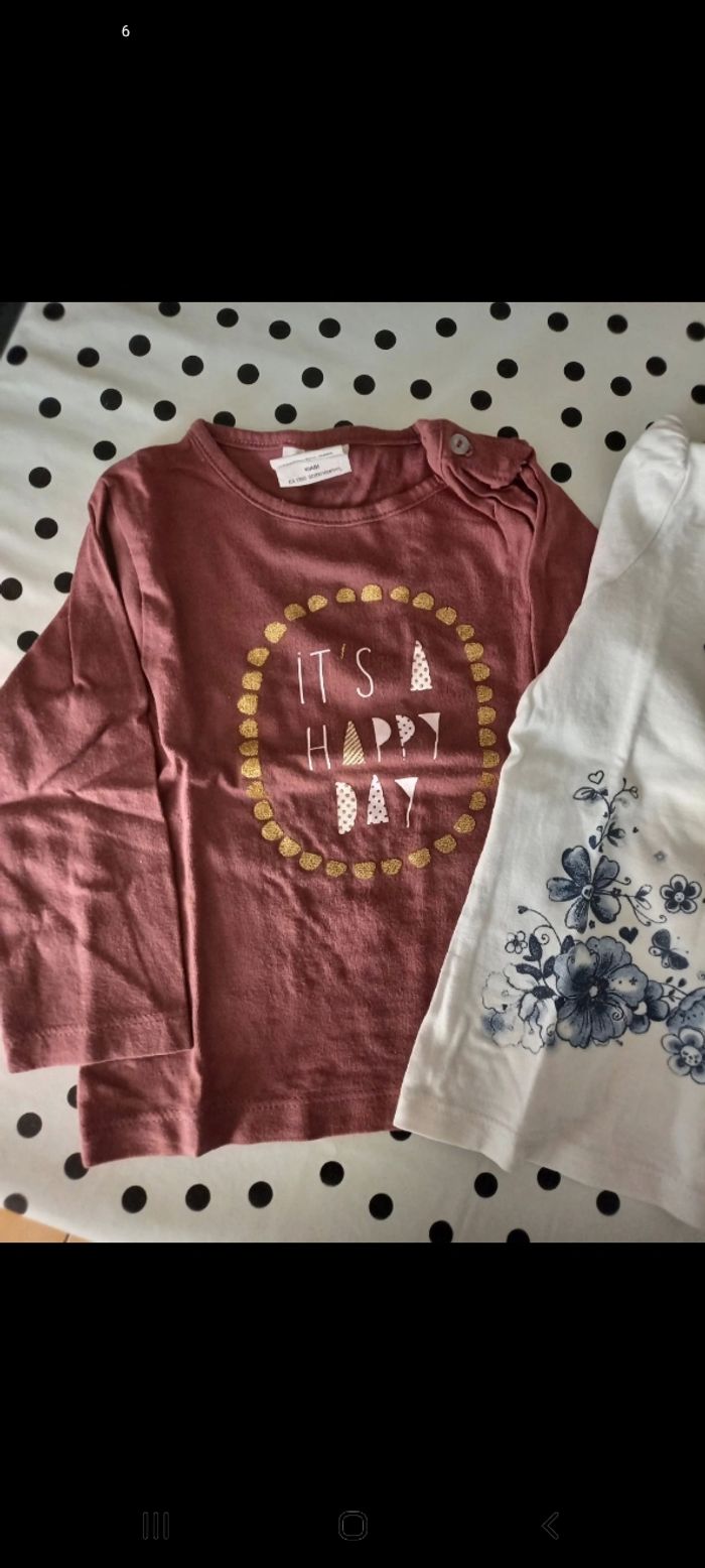 Lot de 3 t-shirts ML fille 12 mois - photo numéro 2