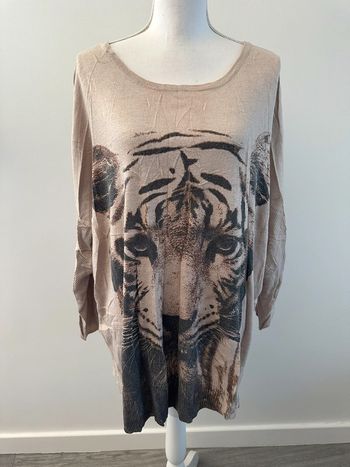 Tunique oversize beige crème Tigre Angora TXL 42