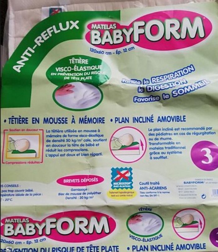 Matelas bébé -pour lit à barreaux - 60x120 Babyform - photo numéro 4