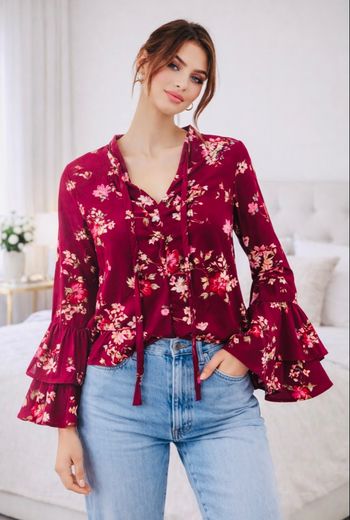 Chemisier fleuri, taille S, marque Bershka, Neuve !