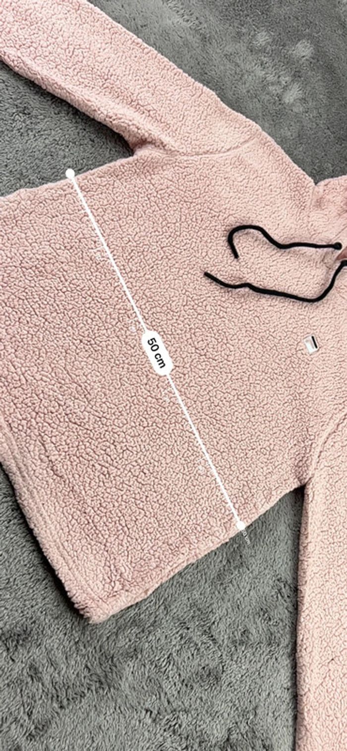 Pull polaire à capuche Fila avec logo brodé rose orangé taille S – Femme streetwear - photo numéro 4