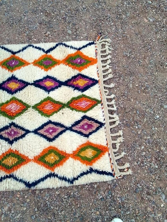 Tapis Beni ourain, Authentique tapis marocain, en laine véritable, Tapis fait main, Carpette - photo numéro 6
