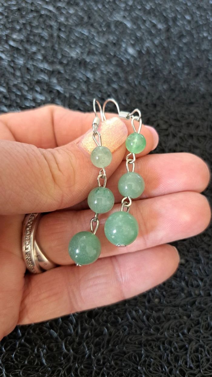 Boucles d'oreilles pierre aventurine - photo numéro 3