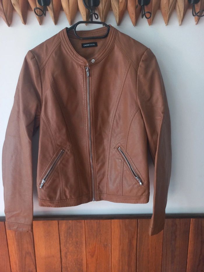 Veste droite zippée beige