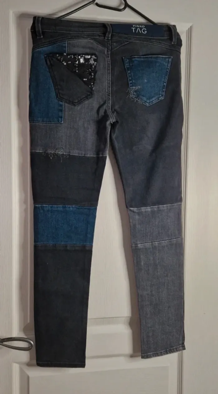 Magnifique jeans Pinko bi color sequins neuf avec étiquette - photo numéro 3