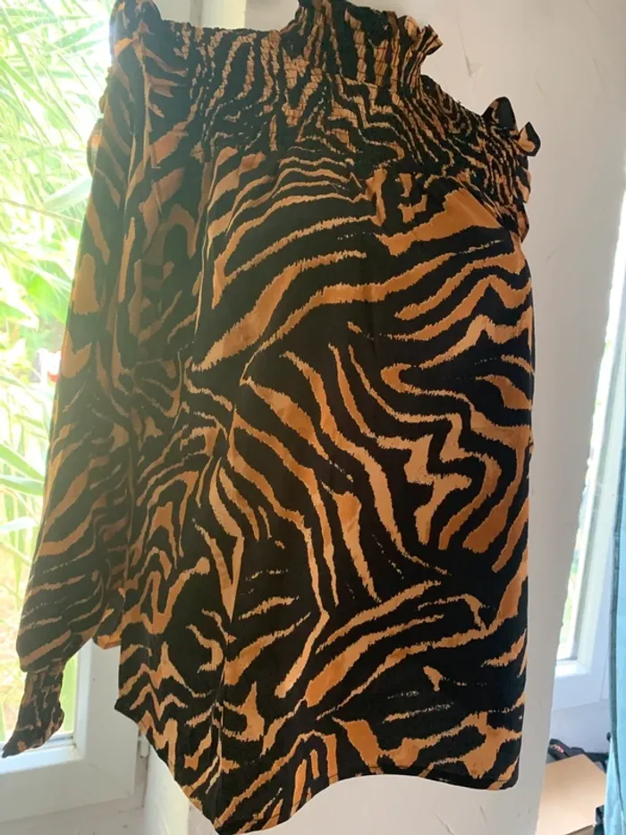 Blouse Unika paris effet tigre manches longues taille M-L - photo numéro 3
