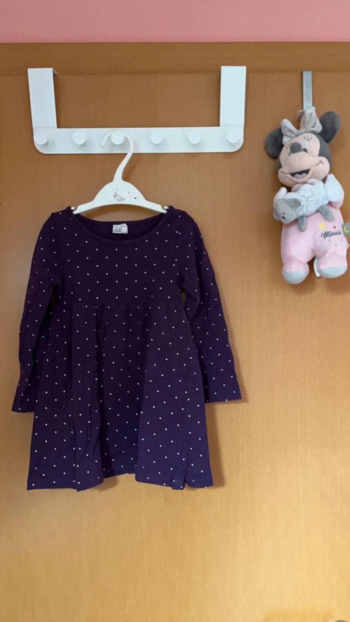 Robe mauve à pois blanc taille 18 mois / 2 ans