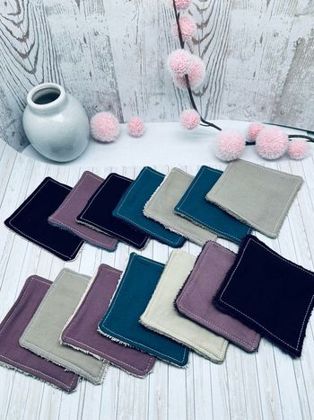 Lingette lavable et réutilisable lot de 14 en éponge coton