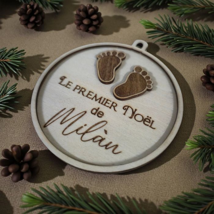 Boule de Noël en bois  Mon premier Noël