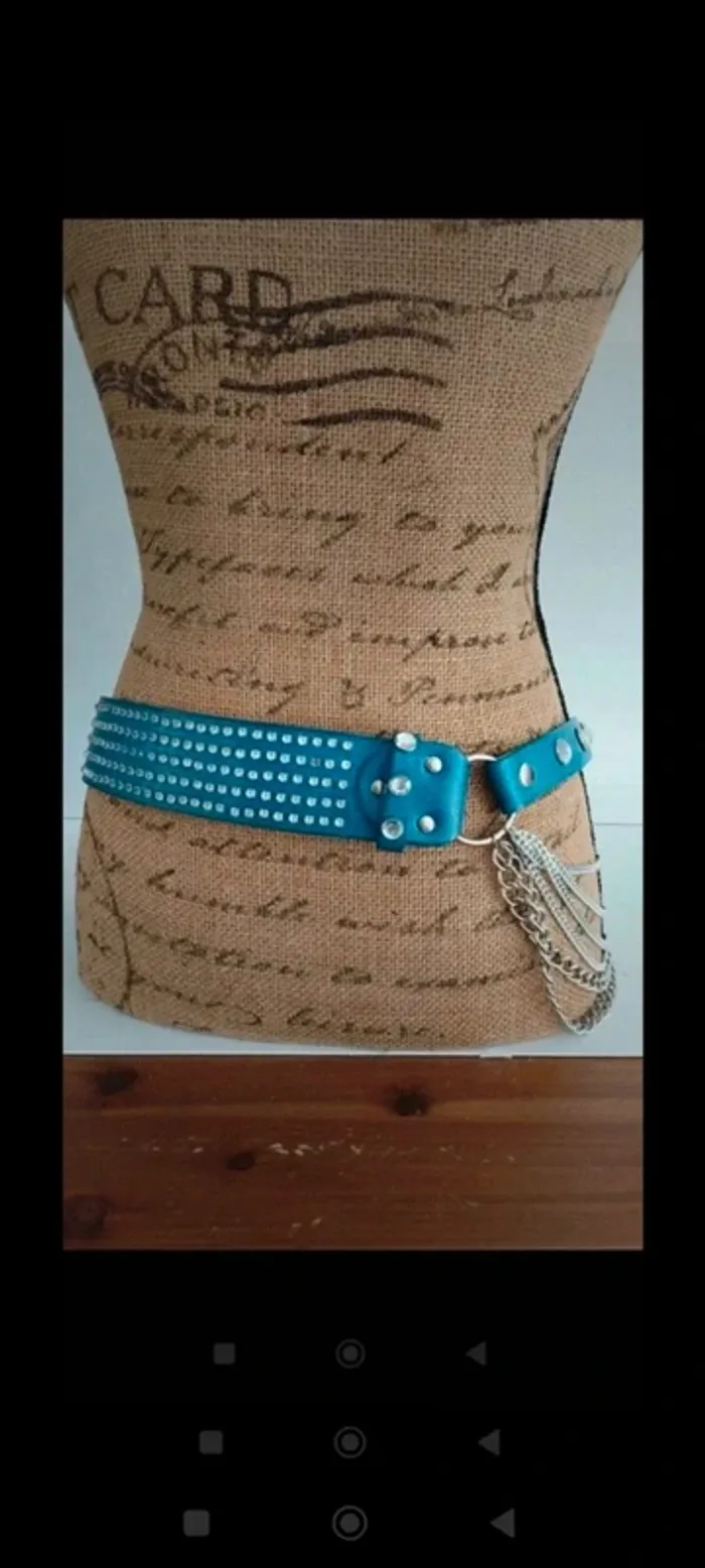 Ceinture bleu avec chaînette argenté femme 90 cm - photo numéro 5
