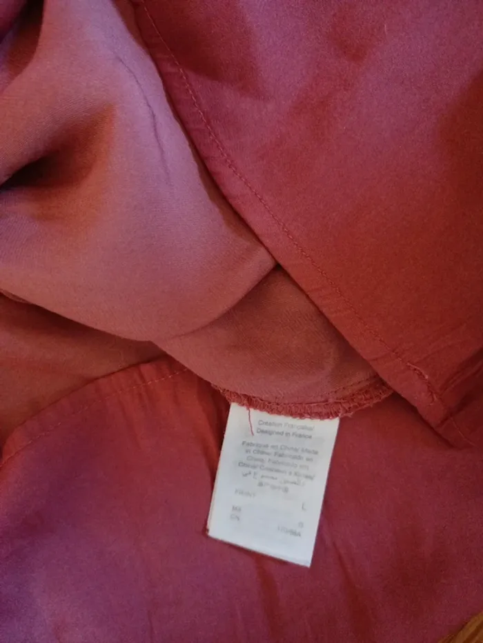 Chemise de nuit Etam rose effet satin dentelle T.L - photo numéro 3