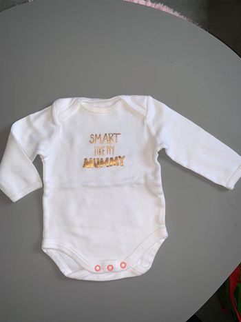 Body bébé fille Hema Blanc Visuel sérigraphie print or doré smart lik