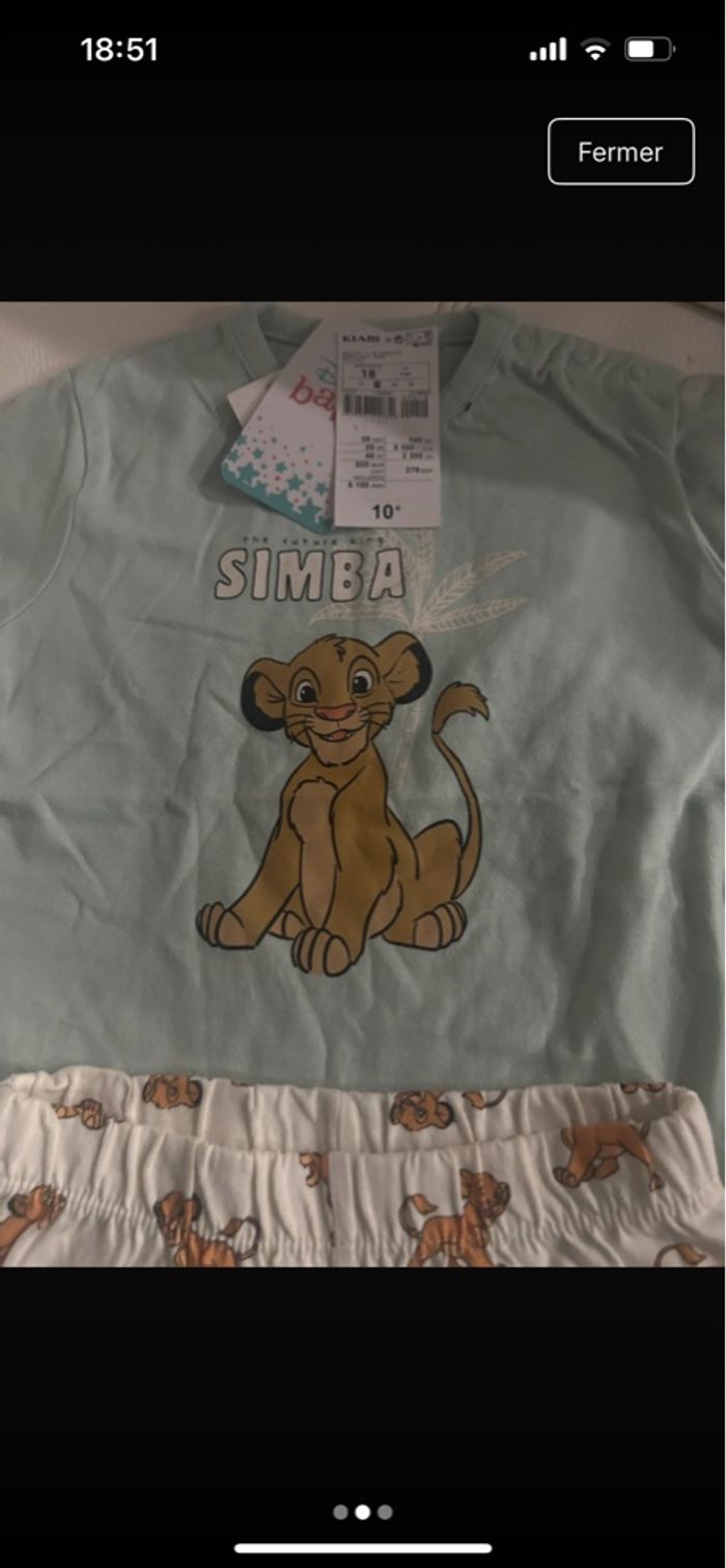 Pyjama short roi lion Disney 18 mois - photo numéro 2