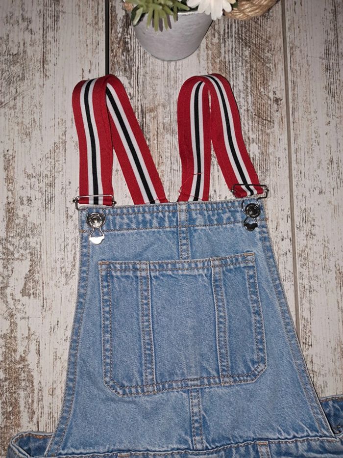 Short salopette bretelle réglable à rayures - photo numéro 2