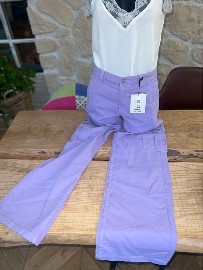Pantalon neuf étiqueté cargo taille M 38 bershka violet Lila femme - photo numéro 3