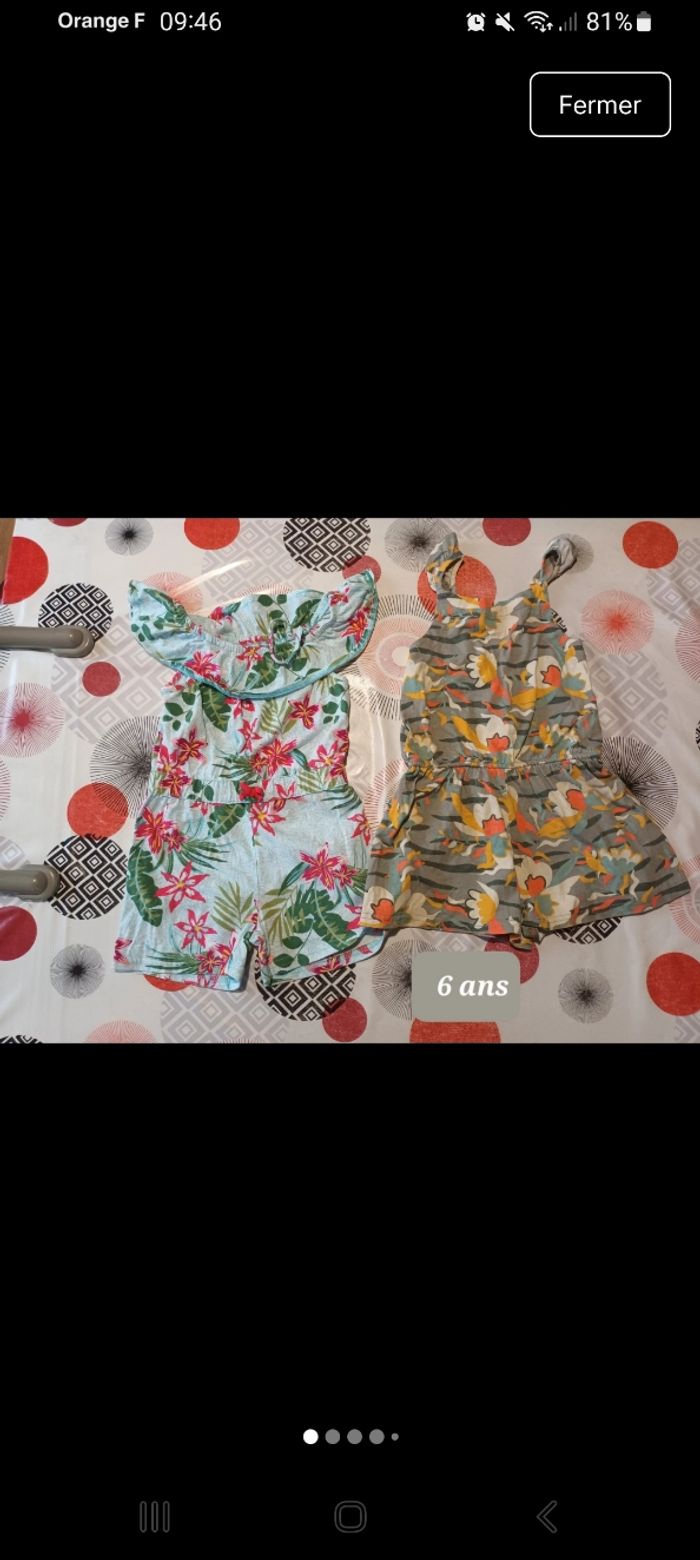 Lot 2 combishort taille 6 ans