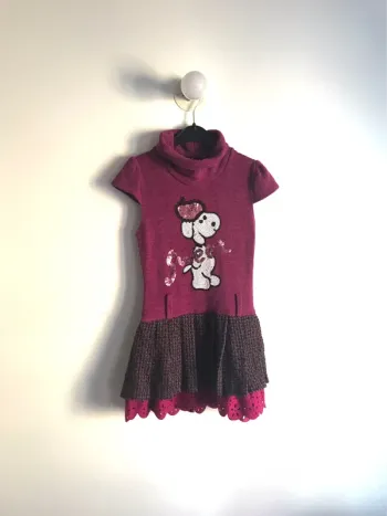 Robe col roulé violette et à sequins 8 ans