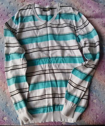 Pull homme rayé bleu