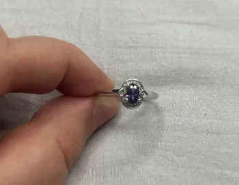 🔹 Bague argentée avec pierre violette 🔹