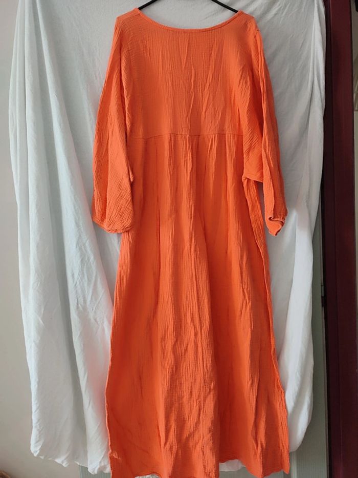 Robe longue gaz de coton orange - photo numéro 2