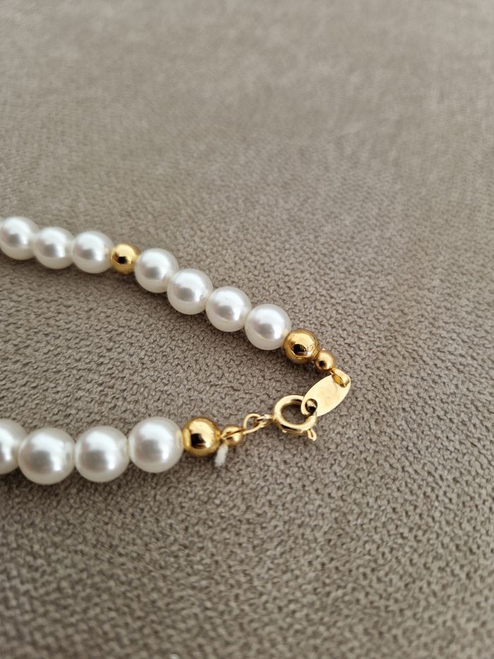Bracelet perles blanches et dorées - photo numéro 5