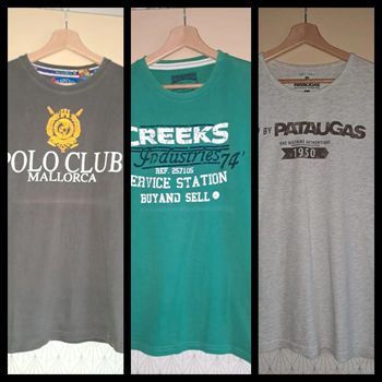 Lot de 3 T-shirts homme L avec petits défauts voir photos légère et décoloration de pliage