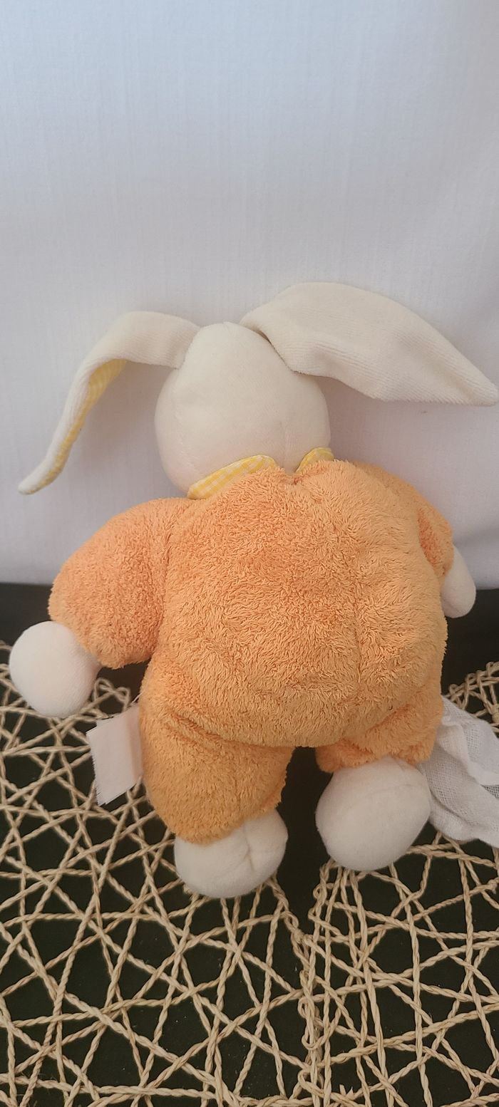 Doudou et compagnie lapin orange vert mouchoir - photo numéro 2